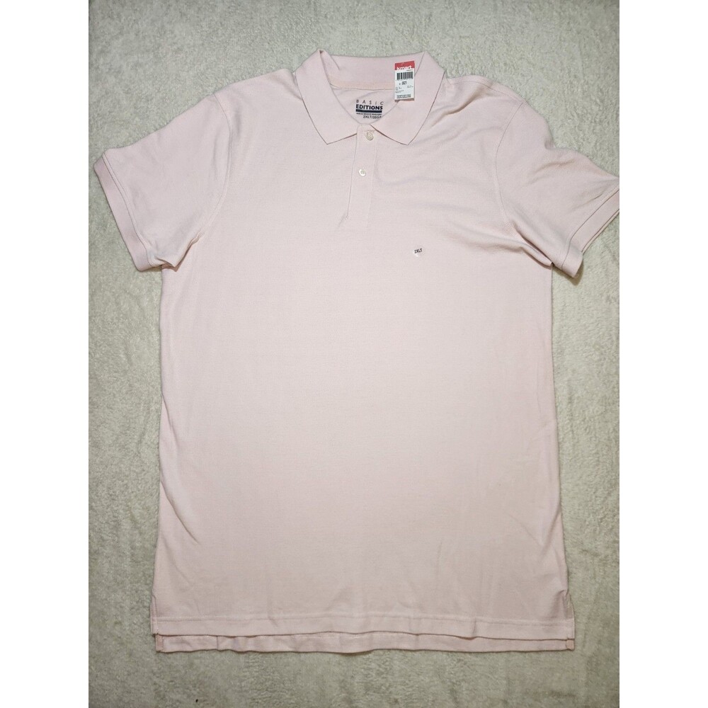 Basic Editions Men's 2XLT Polo Shirt Light Pink 100% Cotton Big & Tall New